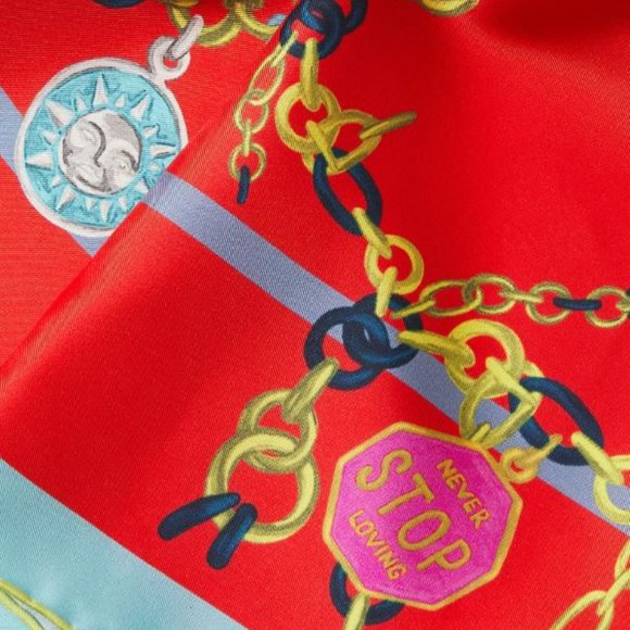 Givenchy Chain Charms Silk Square Scarf Red - Picture 11 of 11